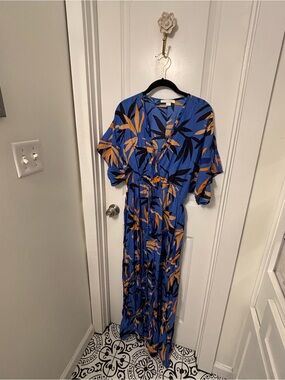 cooper & ella Blue Maxi Dress with Leaf Print